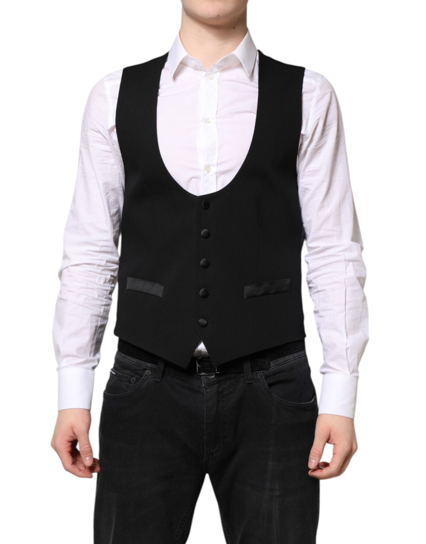 Dolce & Gabbana Black Wool Waistcoat Dress Formal Vest – IT46 | S par Dolce & Gabbana | Disponible sur Sandy Store ByNet