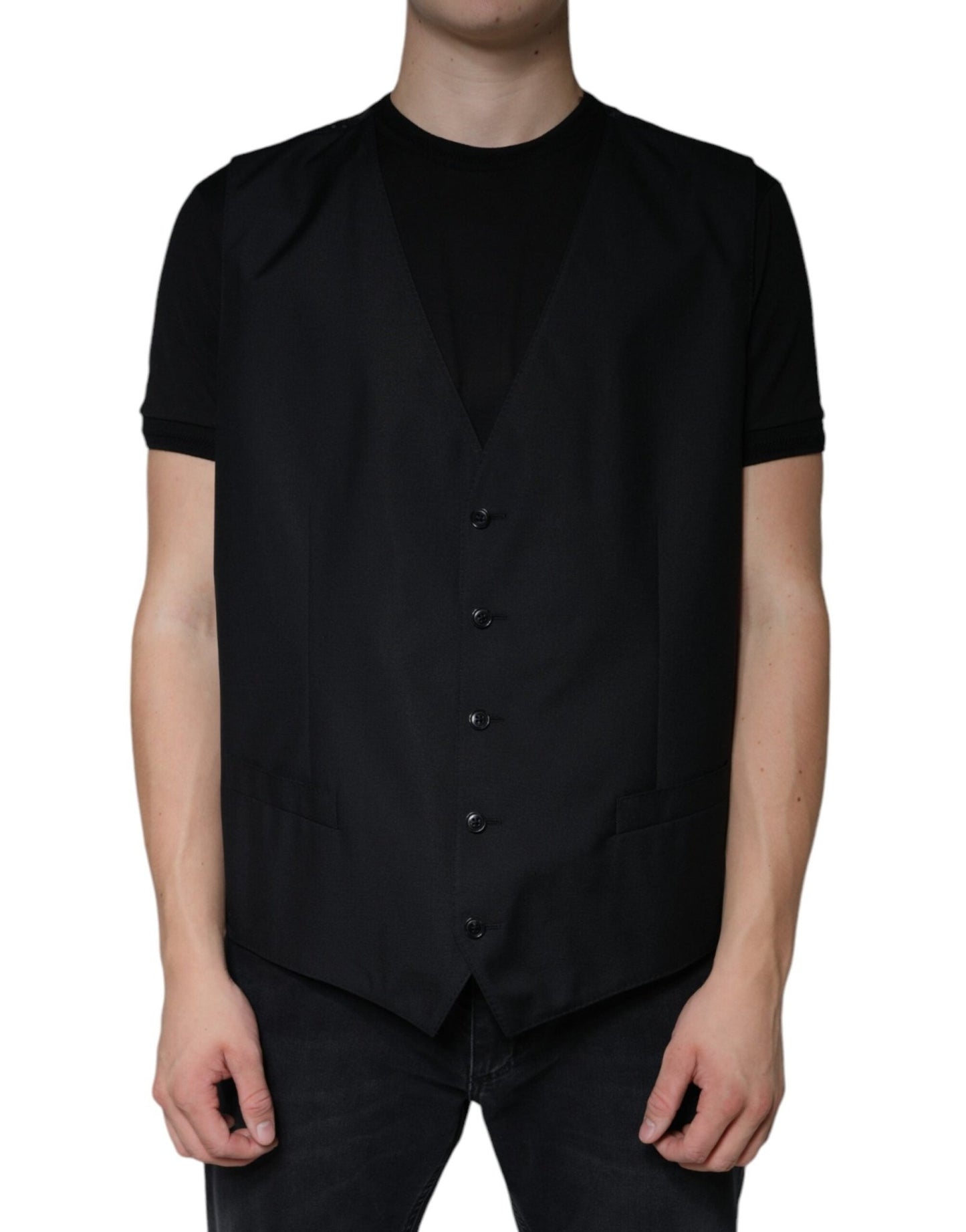 Dolce & Gabbana Black Wool Waistcoat Dress Formal Vest – IT60 | 3XL par Dolce & Gabbana | Disponible sur Sandy Store ByNet