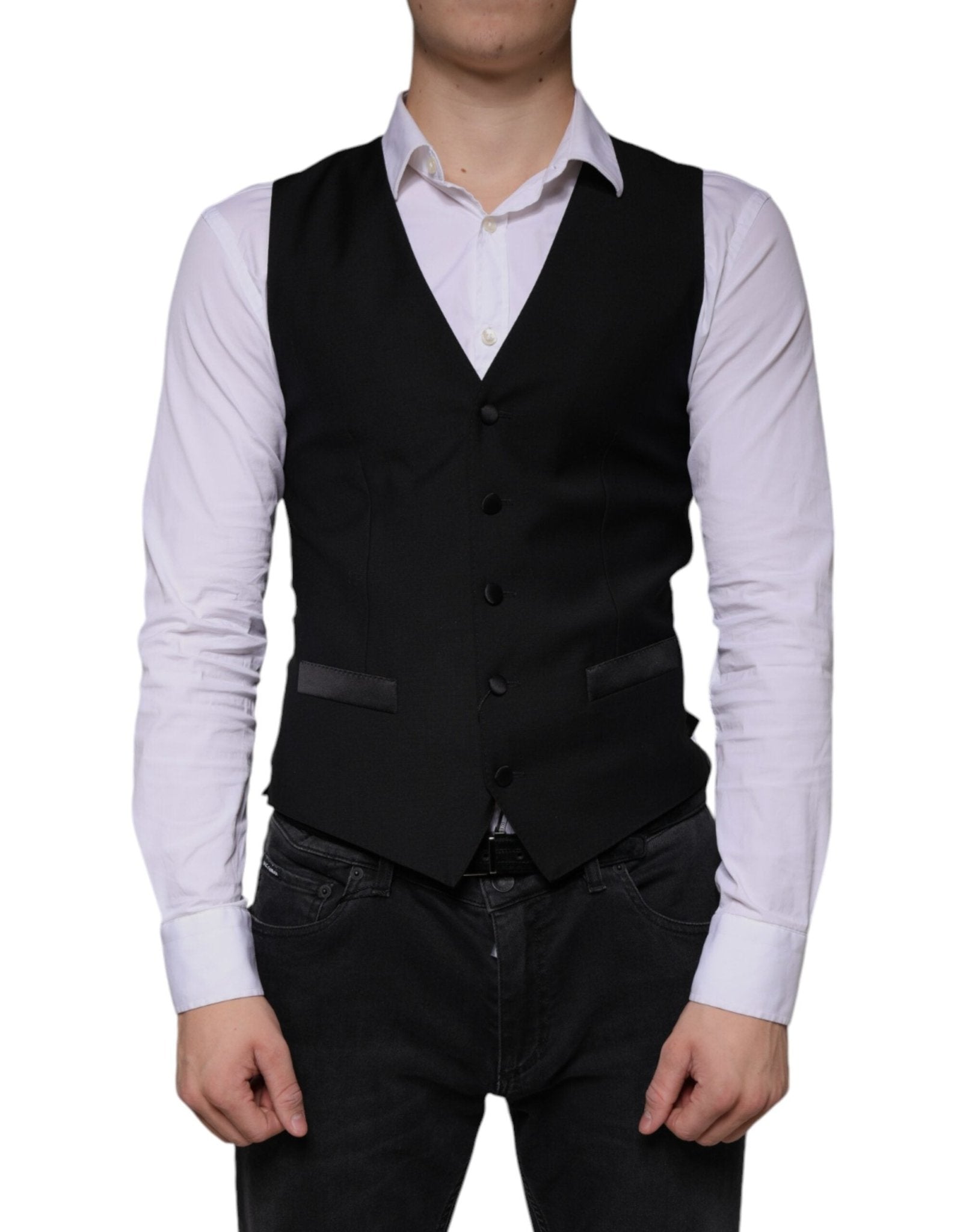 Dolce & Gabbana Black Wool Waistcoat Dress Formal Vest – IT44 | XS par Dolce & Gabbana | Disponible sur Sandy Store ByNet