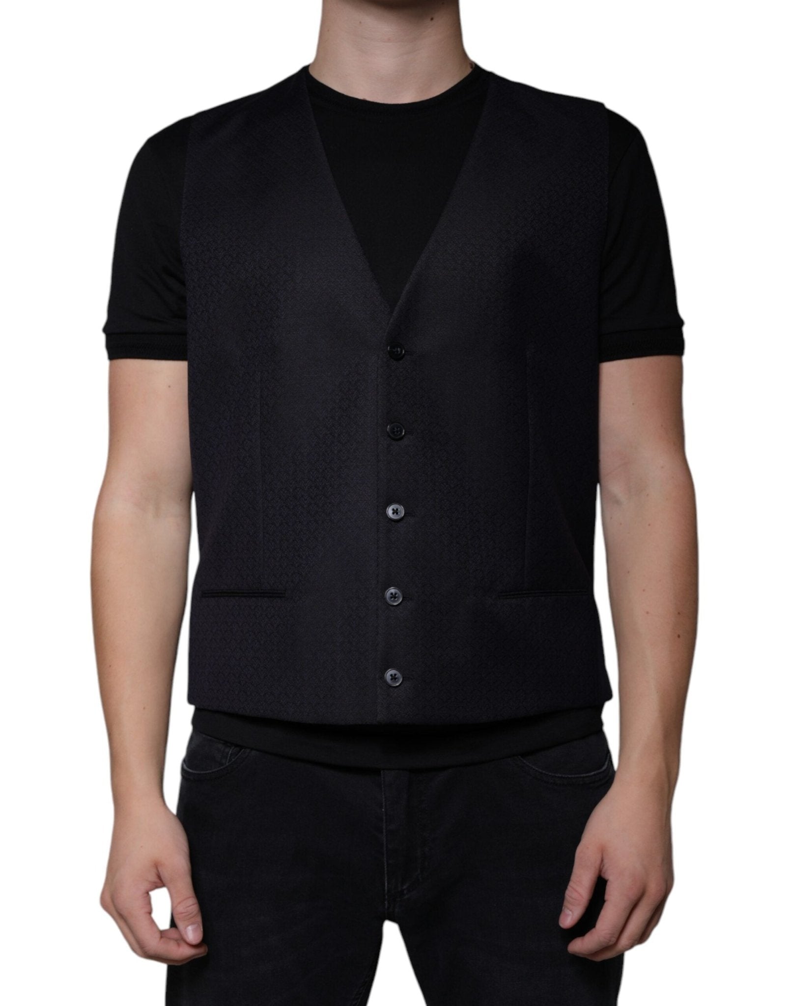 Dolce & Gabbana Black Wool Waistcoat Dress Formal Vest – IT54 | XL par Dolce & Gabbana | Disponible sur Sandy Store ByNet