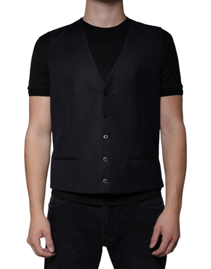 Dolce & Gabbana Black Wool Waistcoat Dress Formal Vest – IT54 | XL par Dolce & Gabbana | Disponible sur Sandy Store ByNet