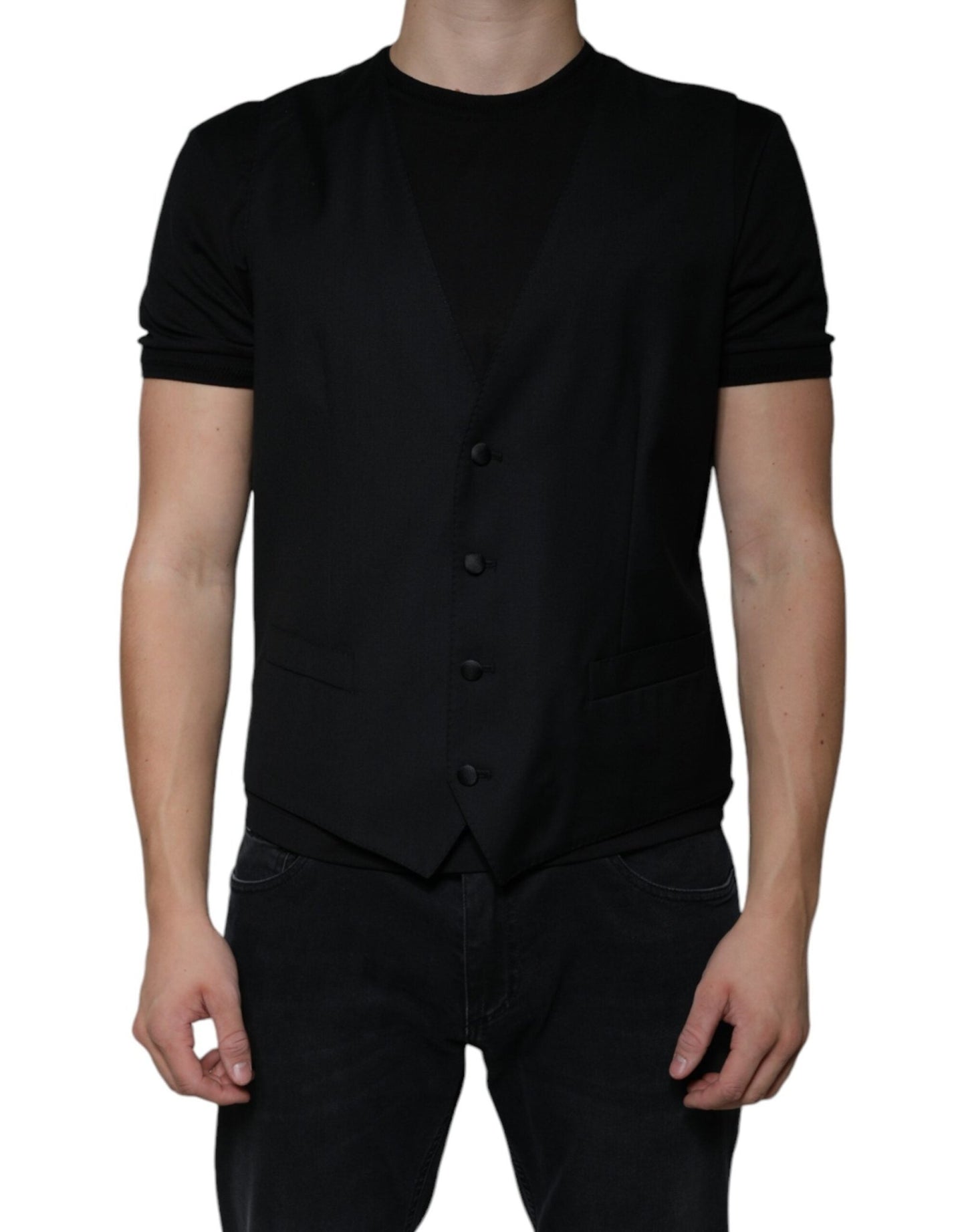 Dolce & Gabbana Black Wool Waistcoat Dress Formal Vest – IT52 | XL par Dolce & Gabbana | Disponible sur Sandy Store ByNet