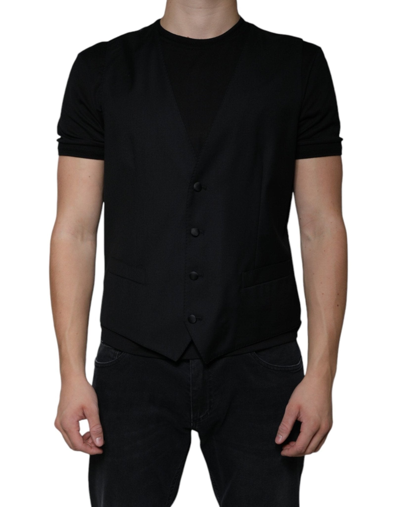 Dolce & Gabbana Black Wool Waistcoat Dress Formal Vest – IT52 | XL par Dolce & Gabbana | Disponible sur Sandy Store ByNet