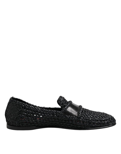 Dolce & Gabbana Black Woven Leather Slip On Loafers Men Shoes – EU39/US6 par Dolce & Gabbana | Disponible sur Sandy Store ByNet