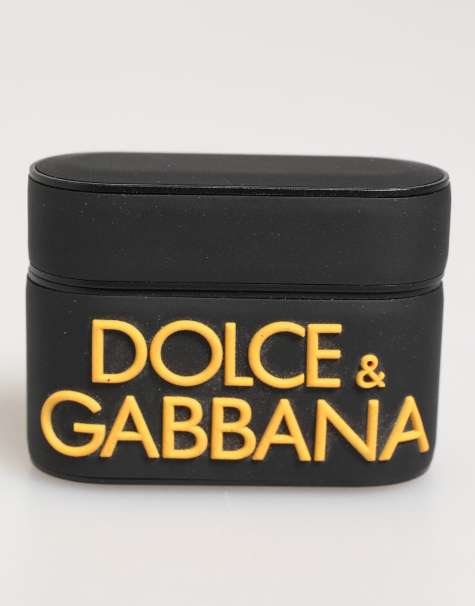 Dolce & Gabbana Black Yellow Rubber Logo Embossed Accessory Airpods Case – par Dolce & Gabbana | Disponible sur Sandy Store ByNet