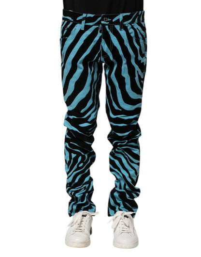 Dolce & Gabbana Blue Black Stripes Skinny Denim Jeans – IT48 | M par Dolce & Gabbana | Disponible sur Sandy Store ByNet