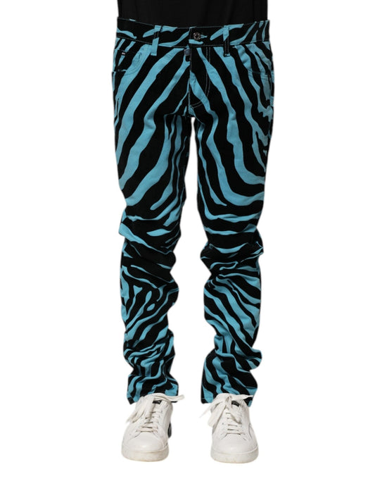 Dolce & Gabbana Blue Black Stripes Skinny Denim Jeans – IT48 | M par Dolce & Gabbana | Disponible sur Sandy Store ByNet