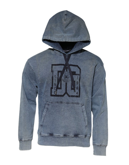Dolce & Gabbana Blue Cotton Blend Hooded Sweatshirt Sweater – IT48 | M par Dolce & Gabbana | Disponible sur Sandy Store ByNet