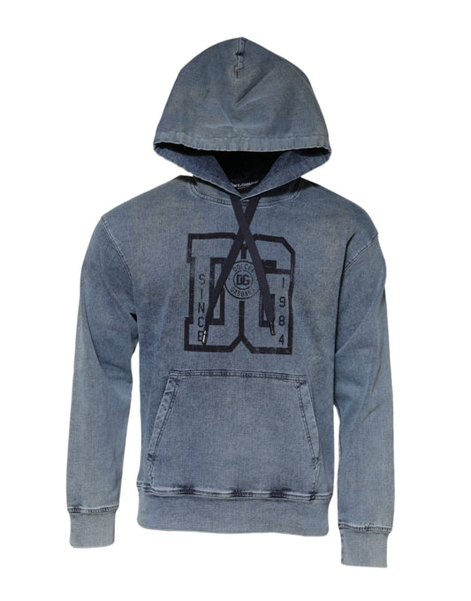 Dolce & Gabbana Blue Cotton Blend Hooded Sweatshirt Sweater – IT48 | M par Dolce & Gabbana | Disponible sur Sandy Store ByNet
