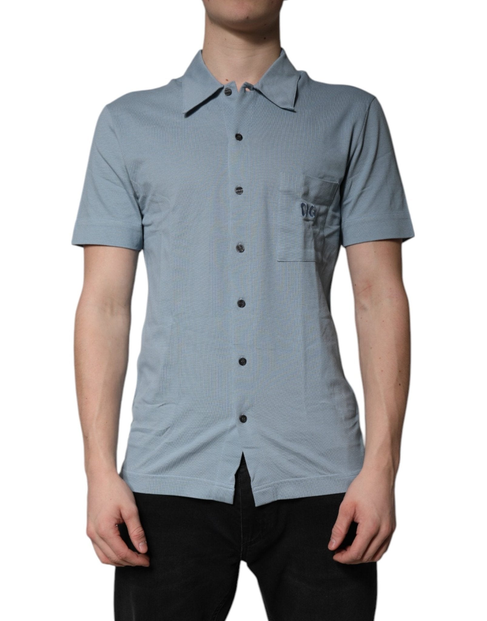 Dolce & Gabbana Blue Cotton Button Down Casual Men Polo Shirt – IT46 | S par Dolce & Gabbana | Disponible sur Sandy Store ByNet