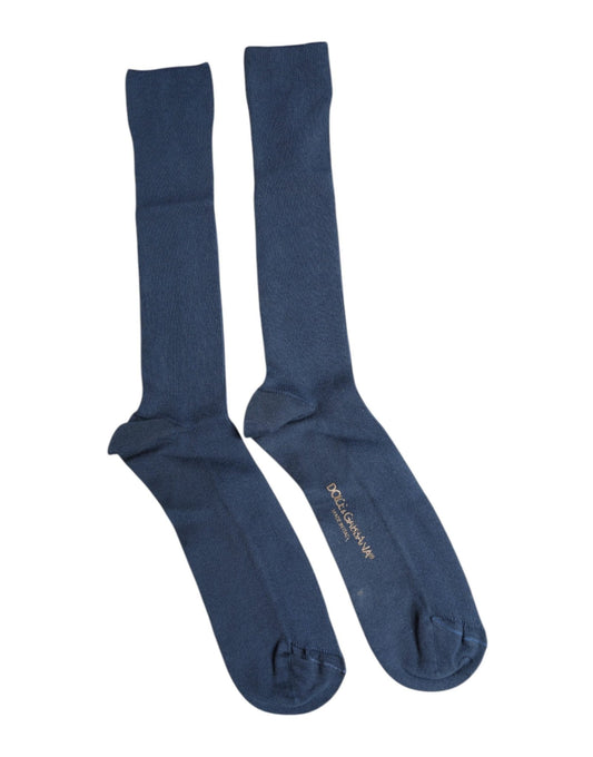 Dolce & Gabbana Blue Cotton DG Logo Over The Calf Socks – L par Dolce & Gabbana | Disponible sur Sandy Store ByNet