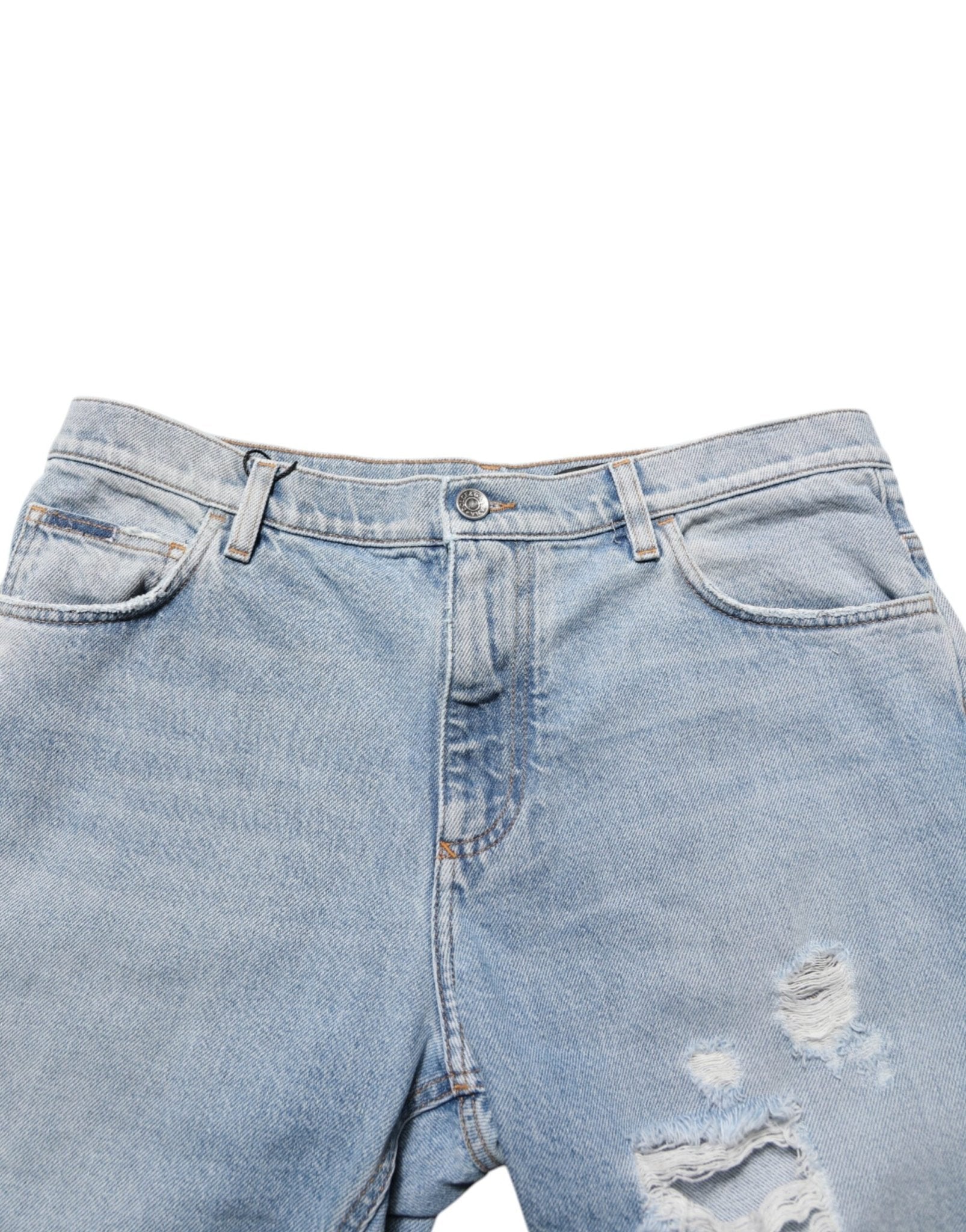 Dolce & Gabbana Blue Cotton Distressed Denim Bermuda Shorts – IT50 | L par Dolce & Gabbana | Disponible sur Sandy Store ByNet