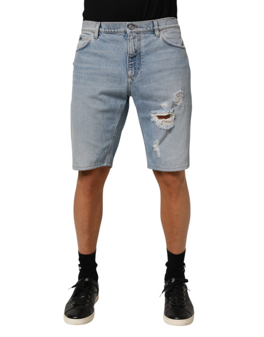 Dolce & Gabbana Blue Cotton Distressed Denim Bermuda Shorts – IT50 | L par Dolce & Gabbana | Disponible sur Sandy Store ByNet