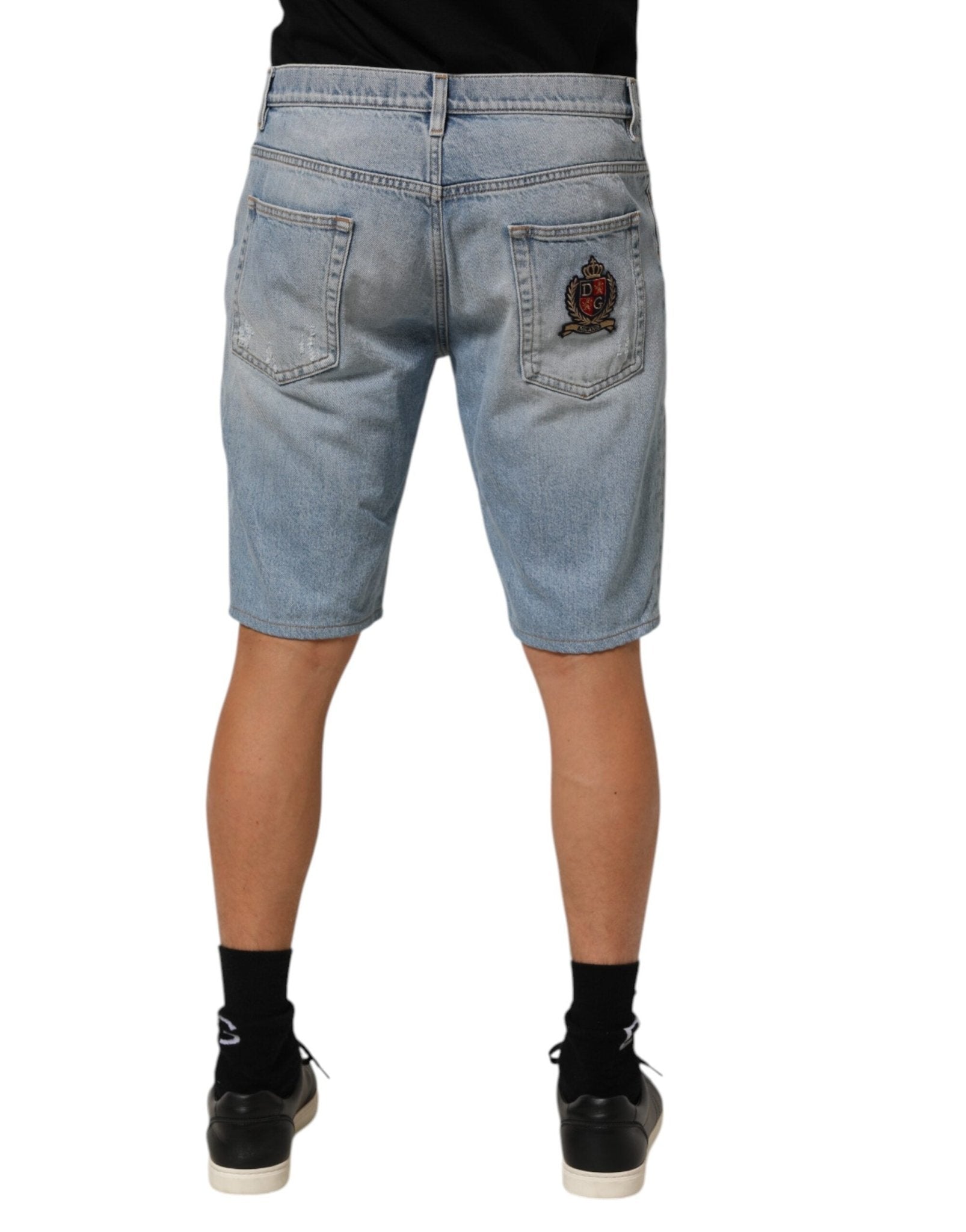 Dolce & Gabbana Blue Cotton Distressed Denim Bermuda Shorts – IT50 | L par Dolce & Gabbana | Disponible sur Sandy Store ByNet