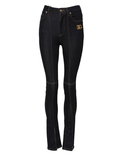 Dolce & Gabbana Blue Cotton High Waist Skinny Denim Jeans – IT36|XXS par Dolce & Gabbana | Disponible sur Sandy Store ByNet