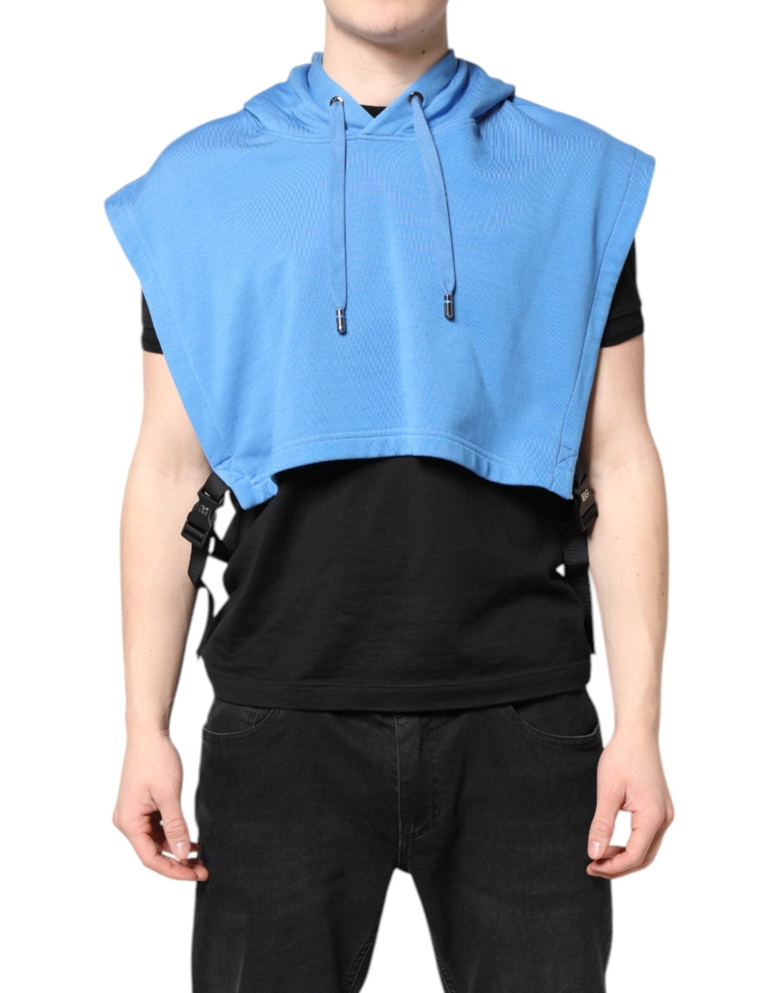 Dolce & Gabbana Blue Cotton Hooded Men Sportswear Vest Sweater – par Dolce & Gabbana | Disponible sur Sandy Store ByNet