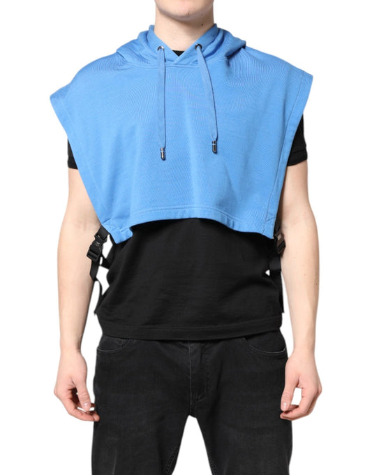 Dolce & Gabbana Blue Cotton Hooded Men Sportswear Vest Sweater – par Dolce & Gabbana | Disponible sur Sandy Store ByNet