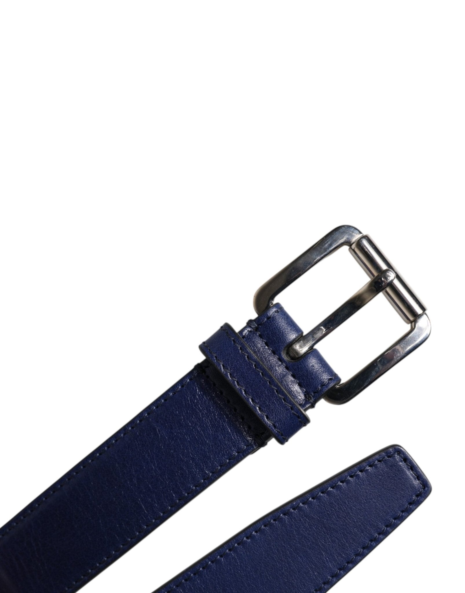 Dolce & Gabbana Blue Cotton Leather Printed Metal Buckle Belt - Sandy Store ByNet