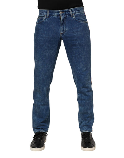 Dolce & Gabbana Blue Cotton Logo Plaque Denim Jeans – IT44 | XS par Dolce & Gabbana | Disponible sur Sandy Store ByNet