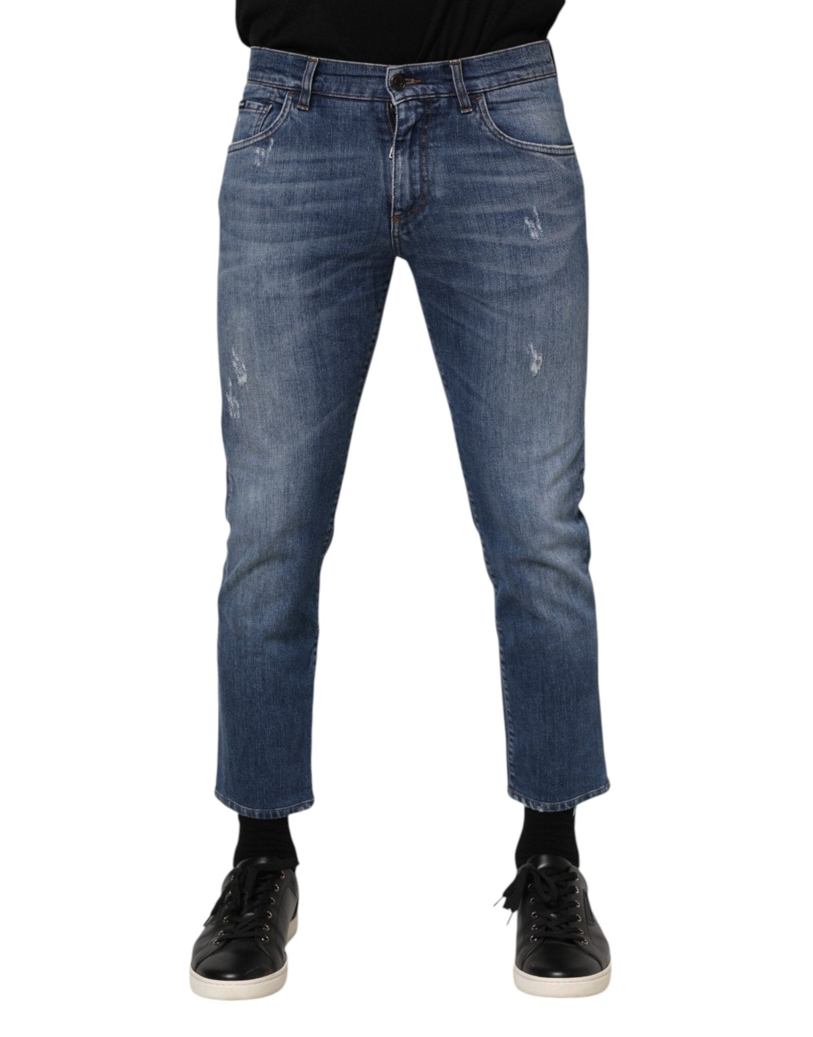 Dolce & Gabbana Blue Cotton Logo Plaque Denim Jeans – IT48 | M par Dolce & Gabbana | Disponible sur Sandy Store ByNet