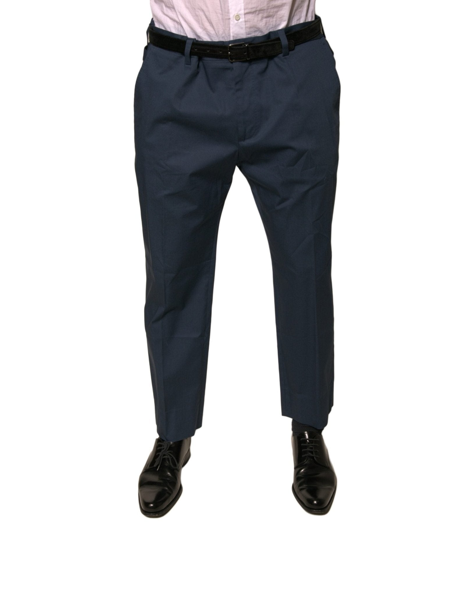 Dolce & Gabbana Blue Cotton Men Skinny Dress Pants – IT56 | XXL par Dolce & Gabbana | Disponible sur Sandy Store ByNet