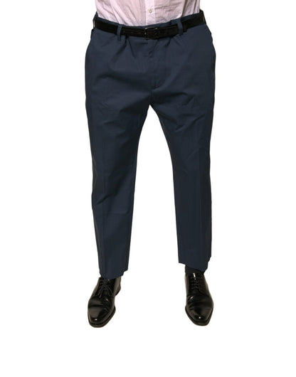 Dolce & Gabbana Blue Cotton Men Skinny Dress Pants – IT56 | XXL par Dolce & Gabbana | Disponible sur Sandy Store ByNet