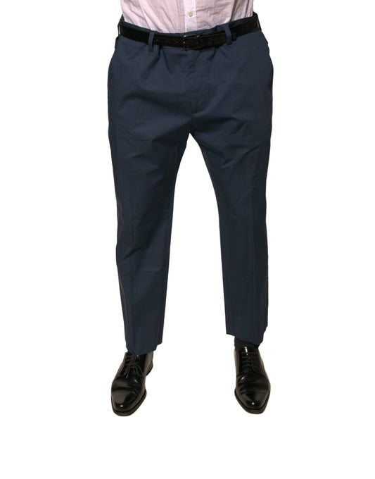 Dolce & Gabbana Blue Cotton Men Skinny Dress Pants – IT56 | XXL par Dolce & Gabbana | Disponible sur Sandy Store ByNet