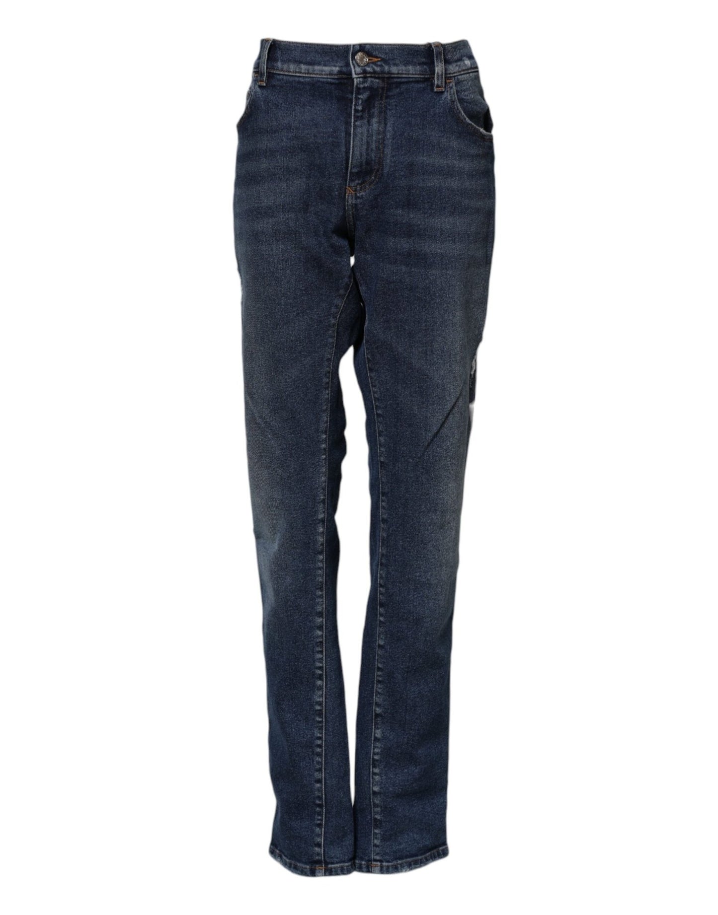 Dolce & Gabbana Blue Cotton Mid Waisted Straight Denim Jeans – IT56 | XXL par Dolce & Gabbana | Disponible sur Sandy Store ByNet