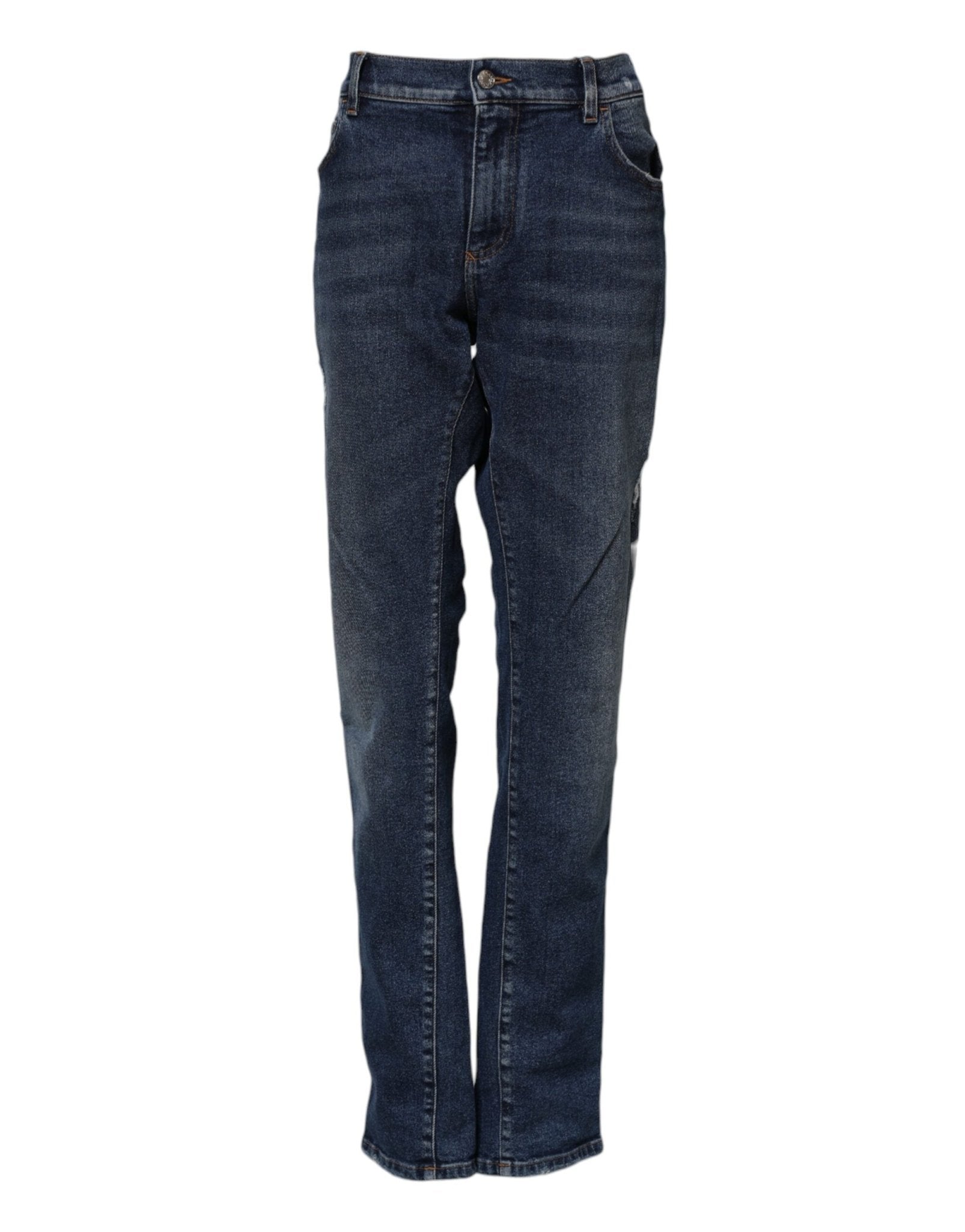 Dolce & Gabbana Blue Cotton Mid Waisted Straight Denim Jeans – IT56 | XXL par Dolce & Gabbana | Disponible sur Sandy Store ByNet