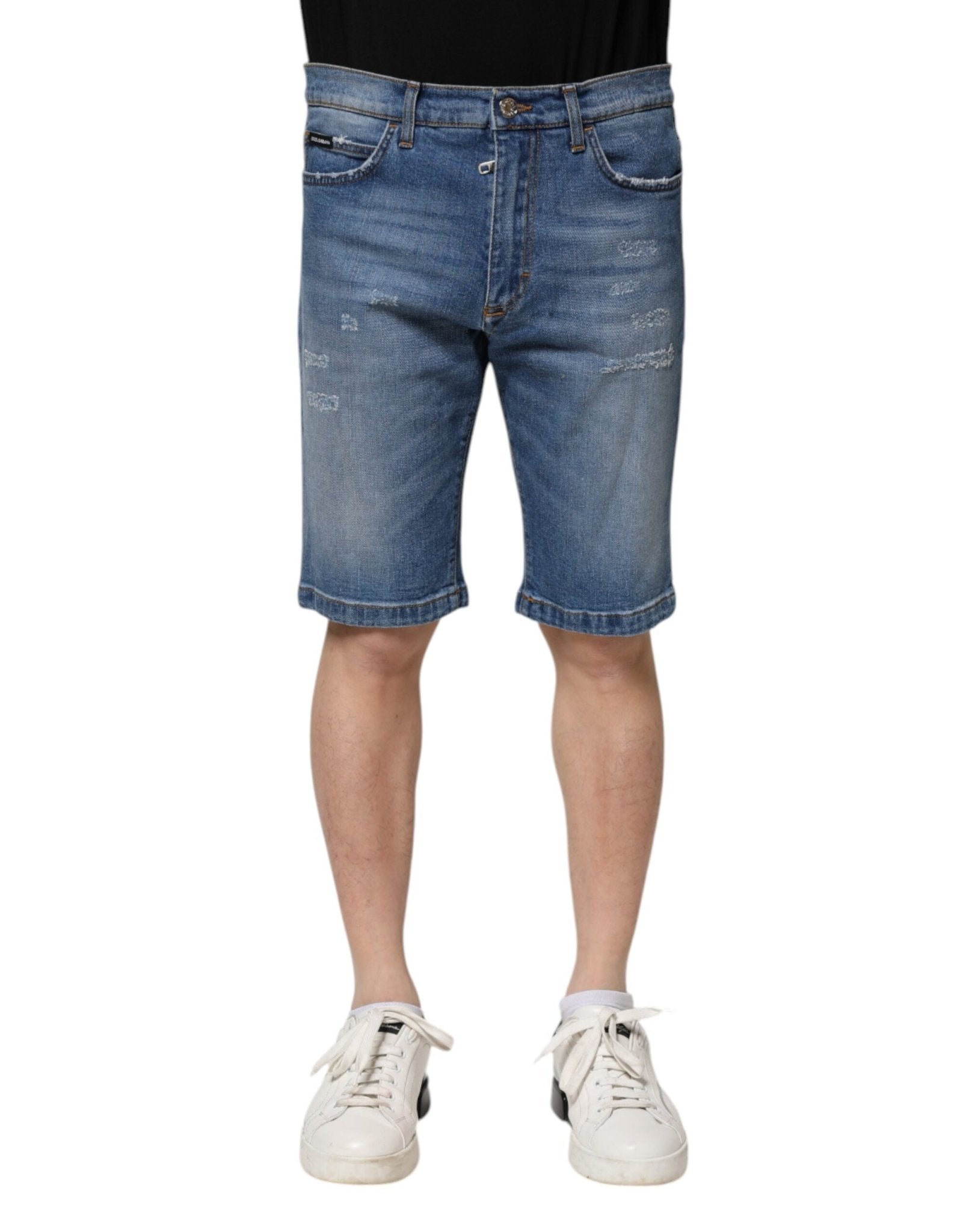 Dolce & Gabbana Blue Cotton Stretch Men Denim Bermuda Shorts – IT44 | XS par Dolce & Gabbana | Disponible sur Sandy Store ByNet