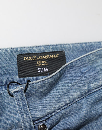 Dolce & Gabbana Blue Cotton Stretch Slim Fit Men Denim Jeans – IT48 | M par Dolce & Gabbana | Disponible sur Sandy Store ByNet