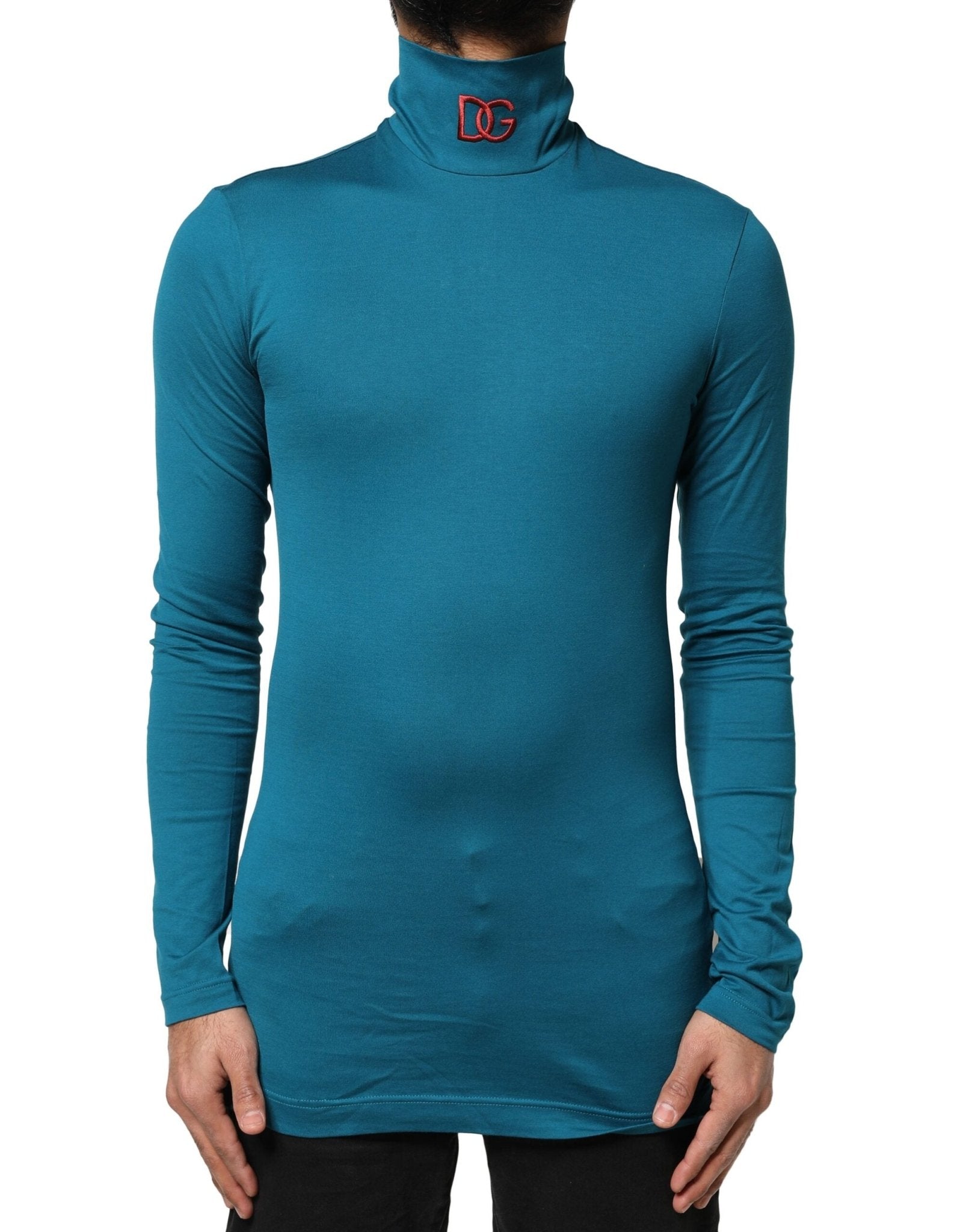Dolce & Gabbana Blue Cotton Turtleneck Long Sleeves Sweater – IT44 | XS par Dolce & Gabbana | Disponible sur Sandy Store ByNet