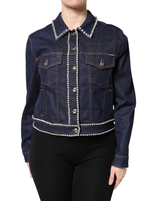 Dolce & Gabbana Blue Denim Cotton Crystal Embellished Jacket – IT44 | L par Dolce & Gabbana | Disponible sur Sandy Store ByNet
