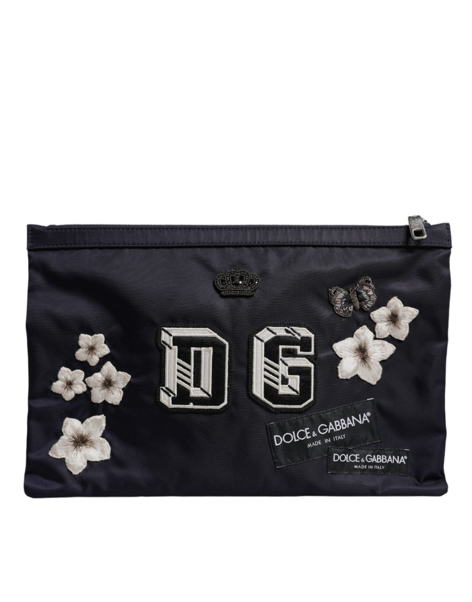 Dolce & Gabbana Blue DG Logo Patch Embellished Pouch Clutch Bag – par Dolce & Gabbana | Disponible sur Sandy Store ByNet