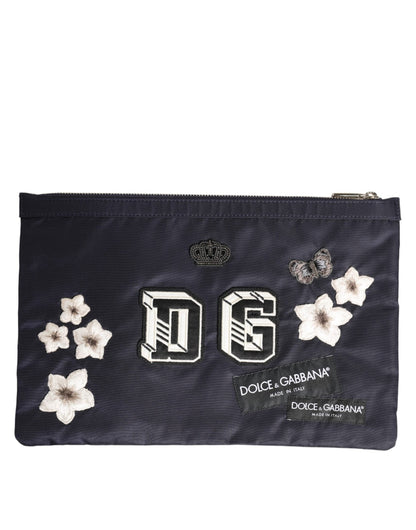 Dolce & Gabbana Blue DG Logo Patch Embellished Pouch Clutch Men Borse Bag – par Dolce & Gabbana | Disponible sur Sandy Store ByNet