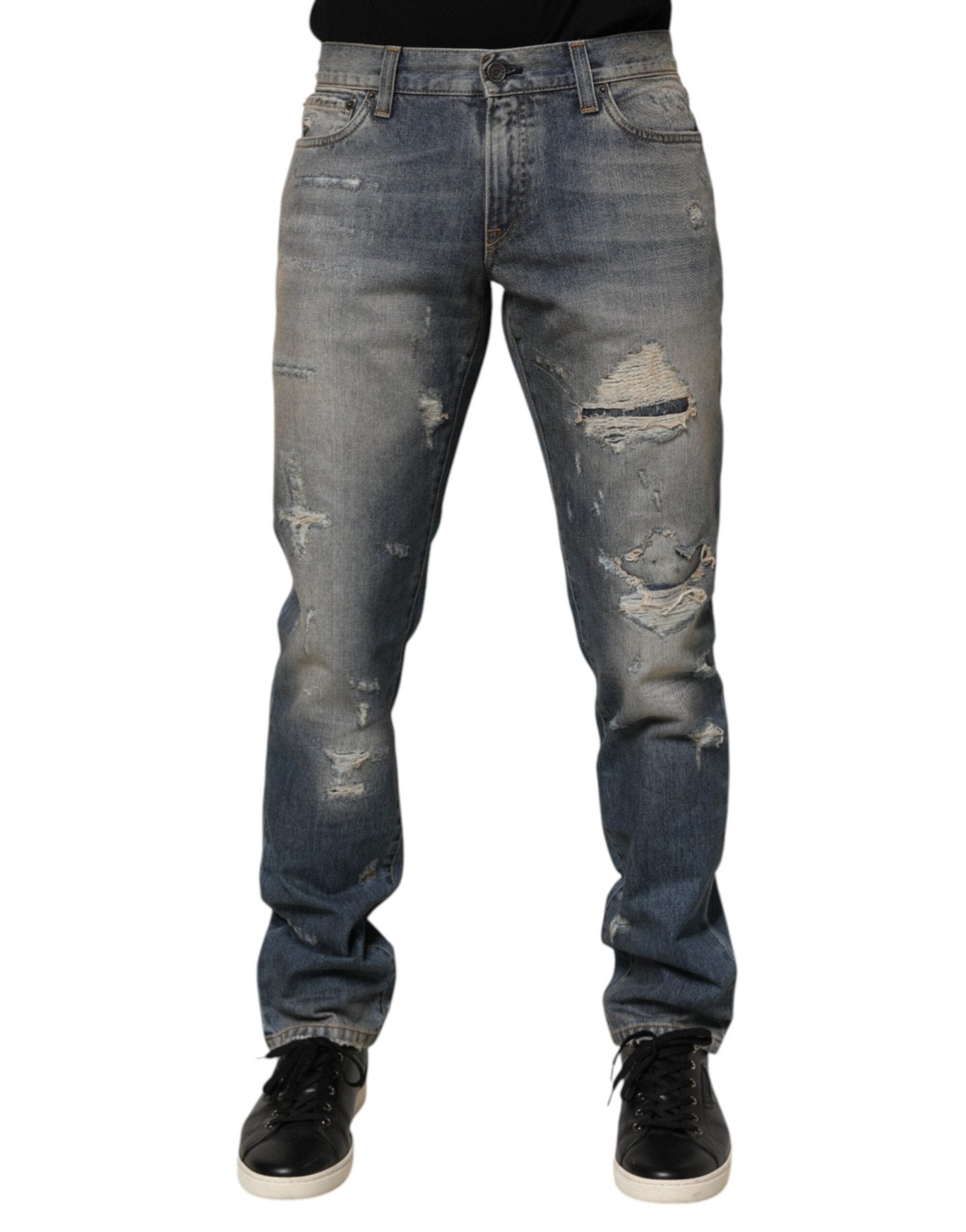 Dolce & Gabbana Blue Distressed Denim Slim Fit Pants Jeans – IT48 | M par Dolce & Gabbana | Disponible sur Sandy Store ByNet