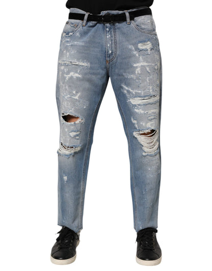 Dolce & Gabbana Blue Distressed Ripped Denim Pants Jeans – IT46 | S par Dolce & Gabbana | Disponible sur Sandy Store ByNet