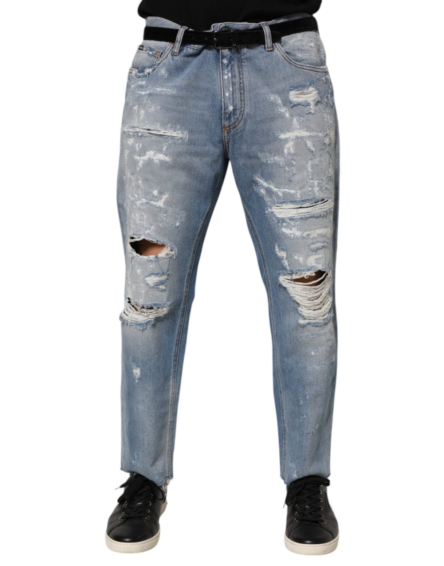 Dolce & Gabbana Blue Distressed Ripped Denim Pants Jeans – IT46 | S par Dolce & Gabbana | Disponible sur Sandy Store ByNet
