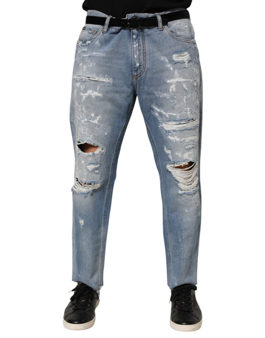 Dolce & Gabbana Blue Distressed Ripped Denim Pants Jeans – IT46 | S par Dolce & Gabbana | Disponible sur Sandy Store ByNet