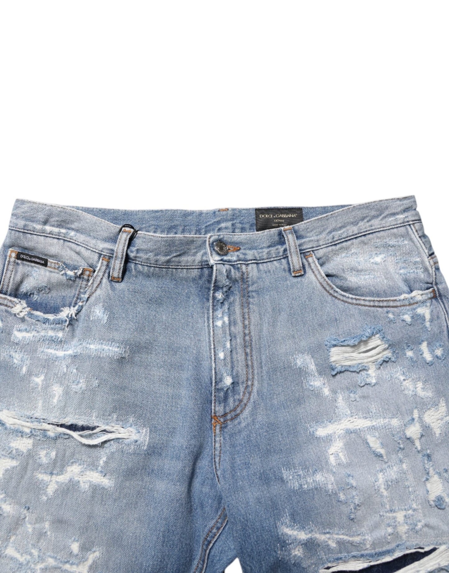 Dolce & Gabbana Blue Distressed Ripped Denim Pants Jeans – IT46 | S par Dolce & Gabbana | Disponible sur Sandy Store ByNet