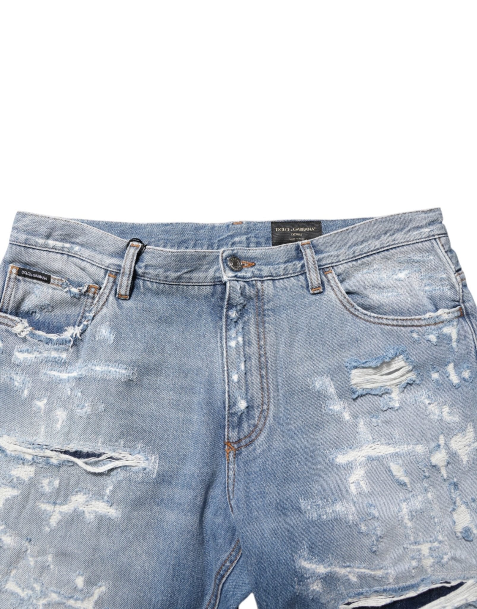 Dolce & Gabbana Blue Distressed Ripped Denim Pants Jeans – IT46 | S par Dolce & Gabbana | Disponible sur Sandy Store ByNet