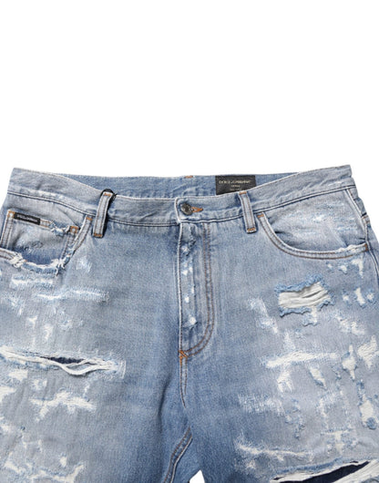 Dolce & Gabbana Blue Distressed Ripped Denim Pants Jeans – IT46 | S par Dolce & Gabbana | Disponible sur Sandy Store ByNet