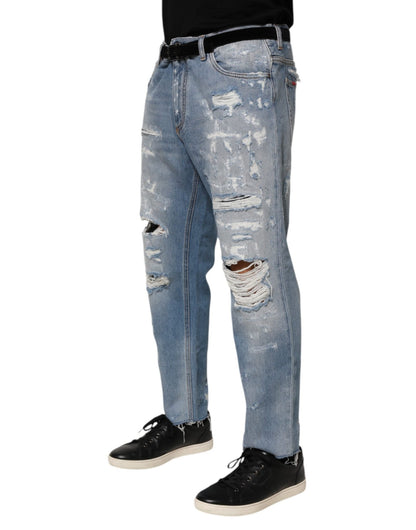 Dolce & Gabbana Blue Distressed Ripped Denim Pants Jeans – IT46 | S par Dolce & Gabbana | Disponible sur Sandy Store ByNet