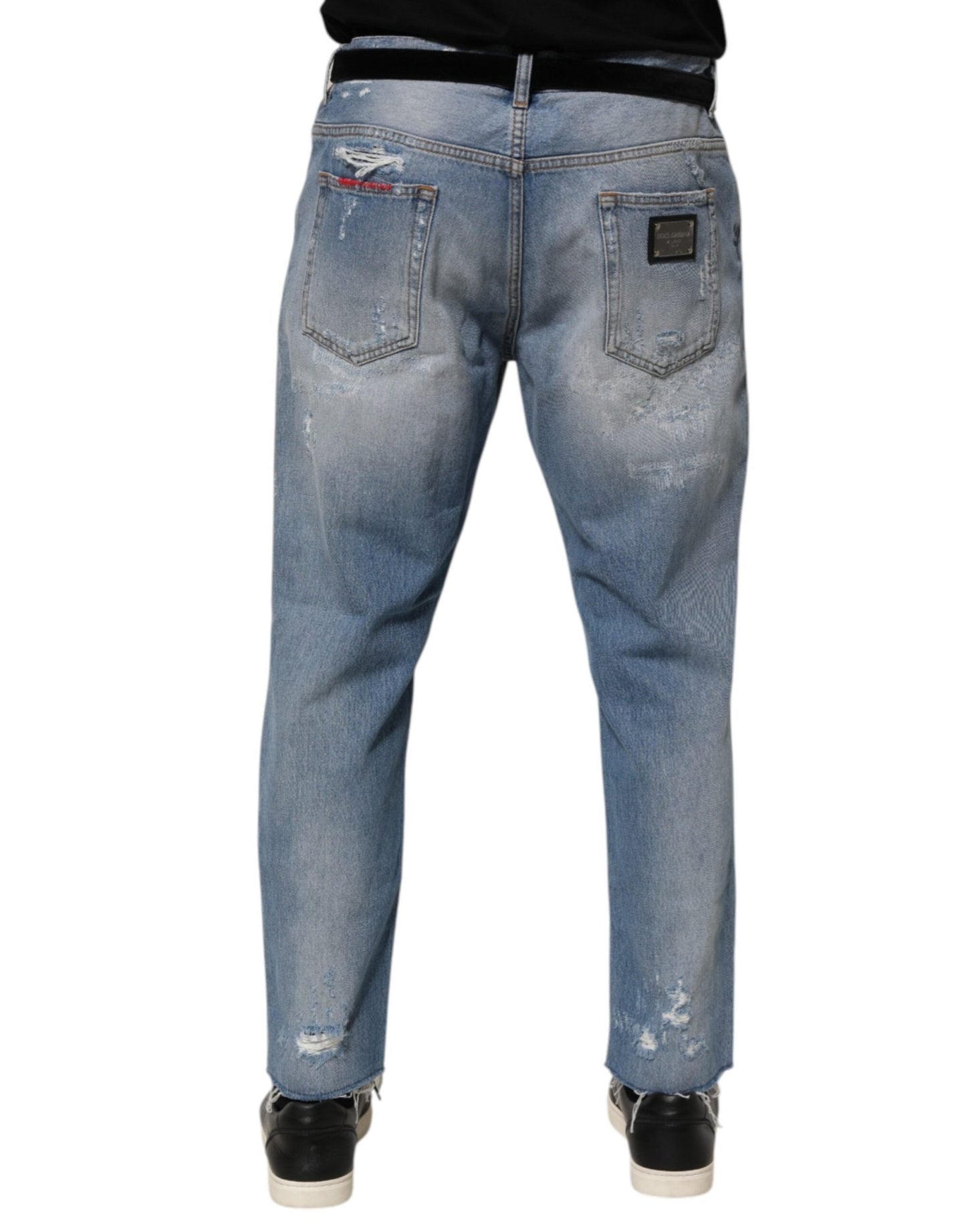 Dolce & Gabbana Blue Distressed Ripped Denim Pants Jeans – IT46 | S par Dolce & Gabbana | Disponible sur Sandy Store ByNet