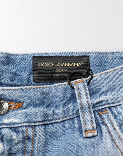 Dolce & Gabbana Blue Distressed Ripped Denim Trouser Jeans – IT52 | XL par Dolce & Gabbana | Disponible sur Sandy Store ByNet