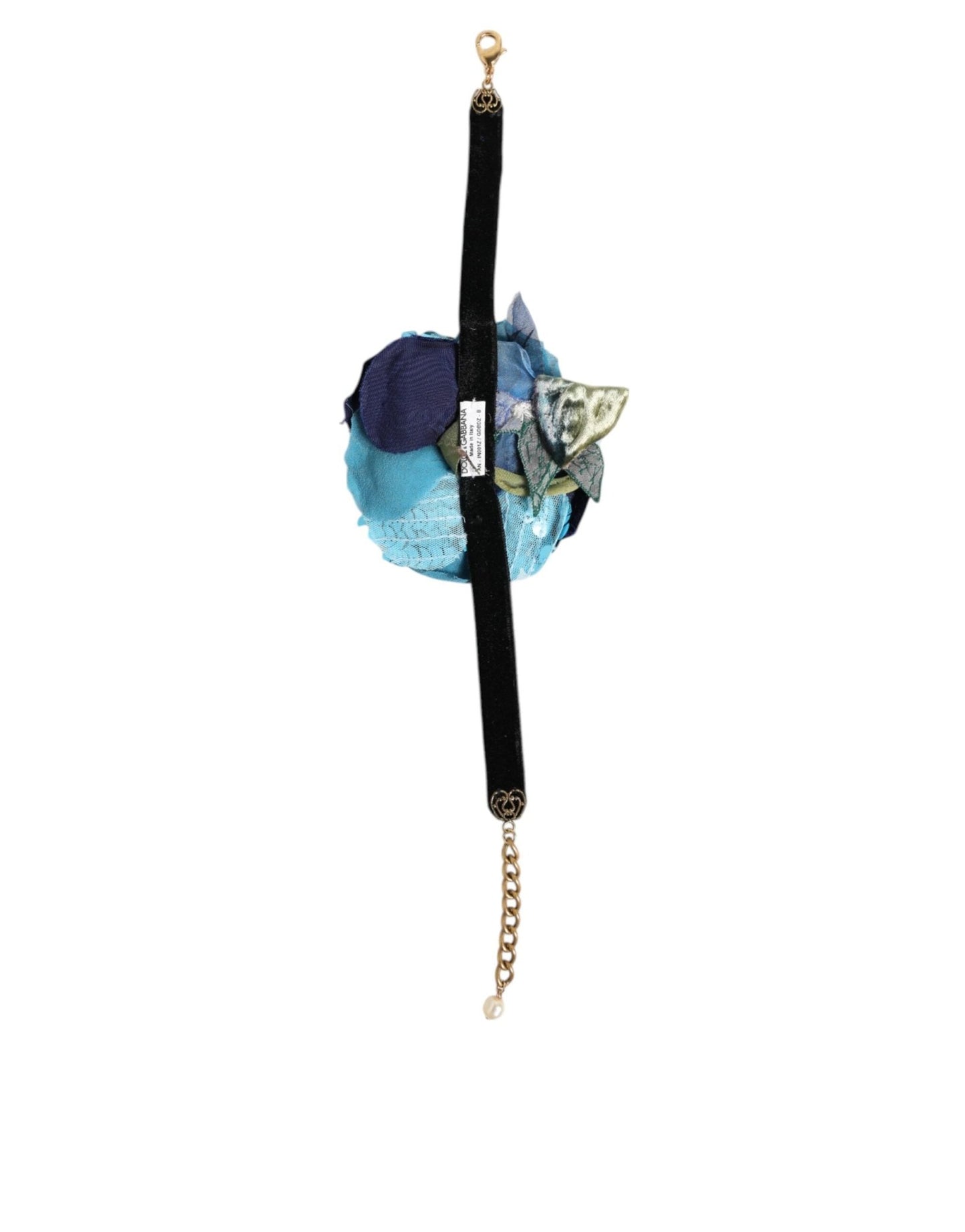 Dolce & Gabbana Blue Floral Appliqué Velvet Choker Crystal Beads Necklace – par Dolce & Gabbana | Disponible sur Sandy Store ByNet