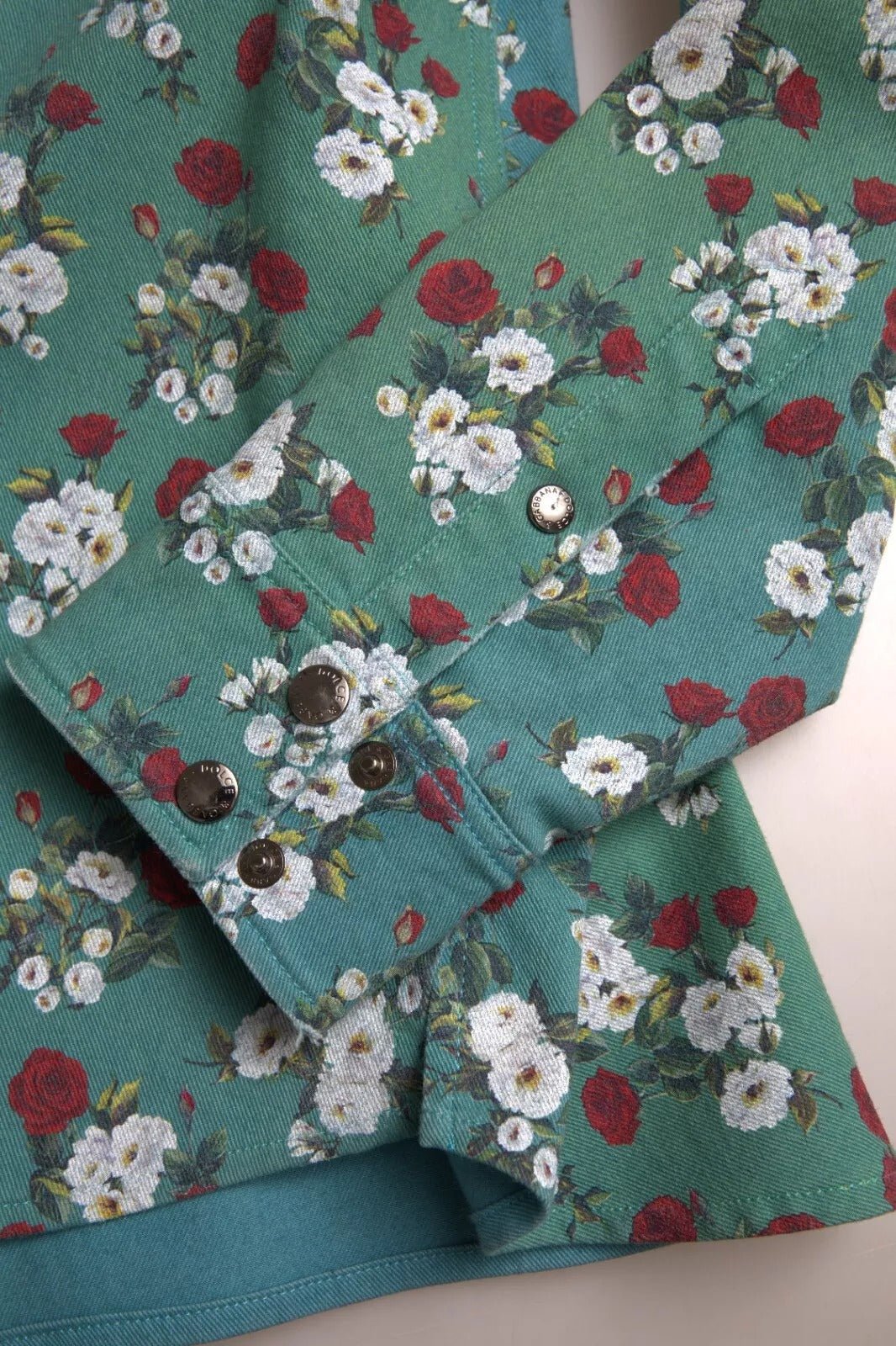 Dolce & Gabbana Blue Floral Cotton Button Down Denim Shirt - Sandy Store ByNet