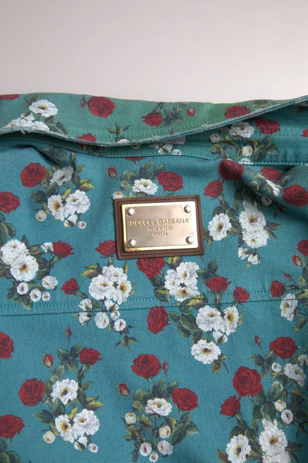 Dolce & Gabbana Blue Floral Cotton Button Down Denim Shirt - Sandy Store ByNet