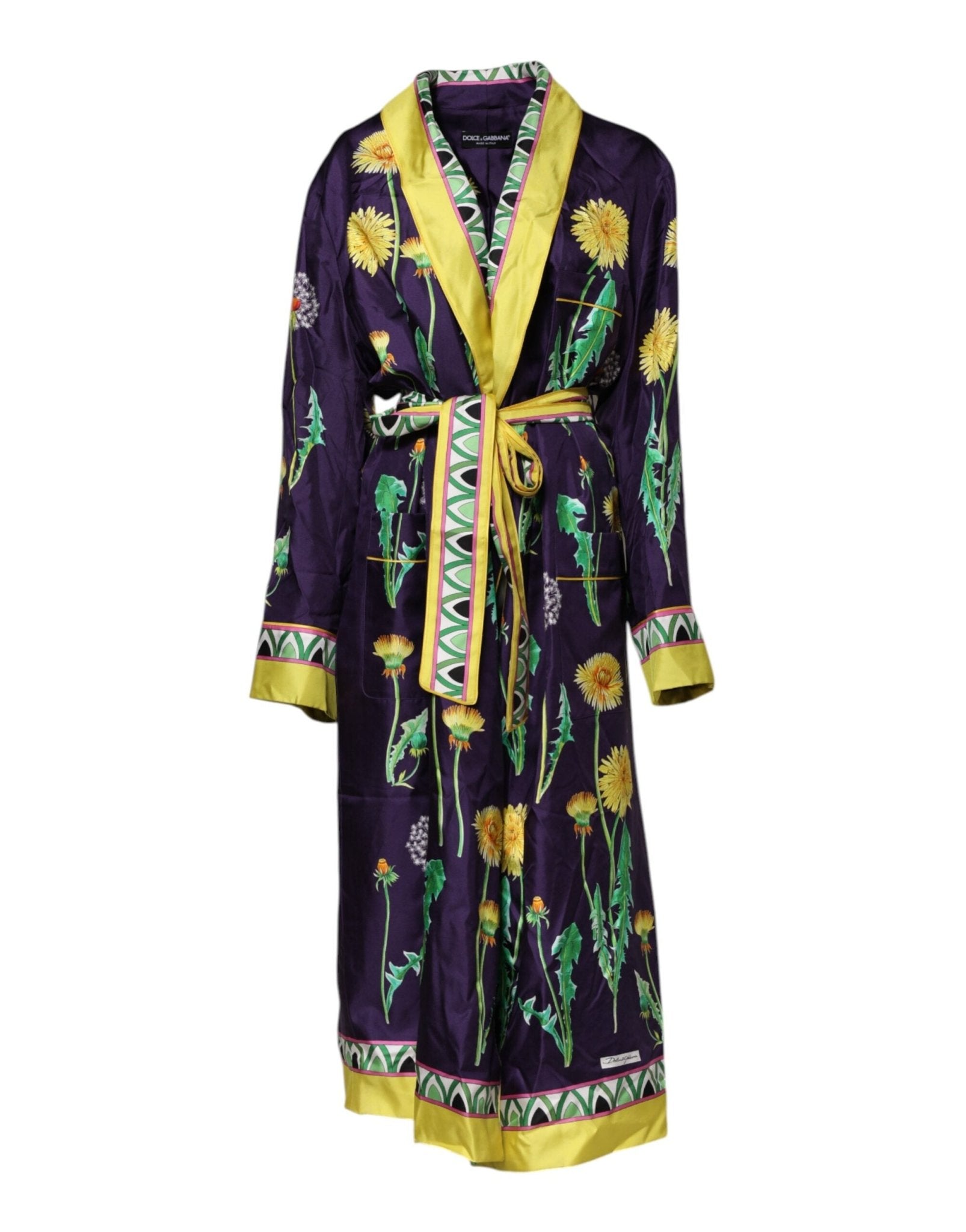 Dolce & Gabbana Blue Floral Print Silk Long Sleeves Wrap Robe – IT36|XXS par Dolce & Gabbana | Disponible sur Sandy Store ByNet