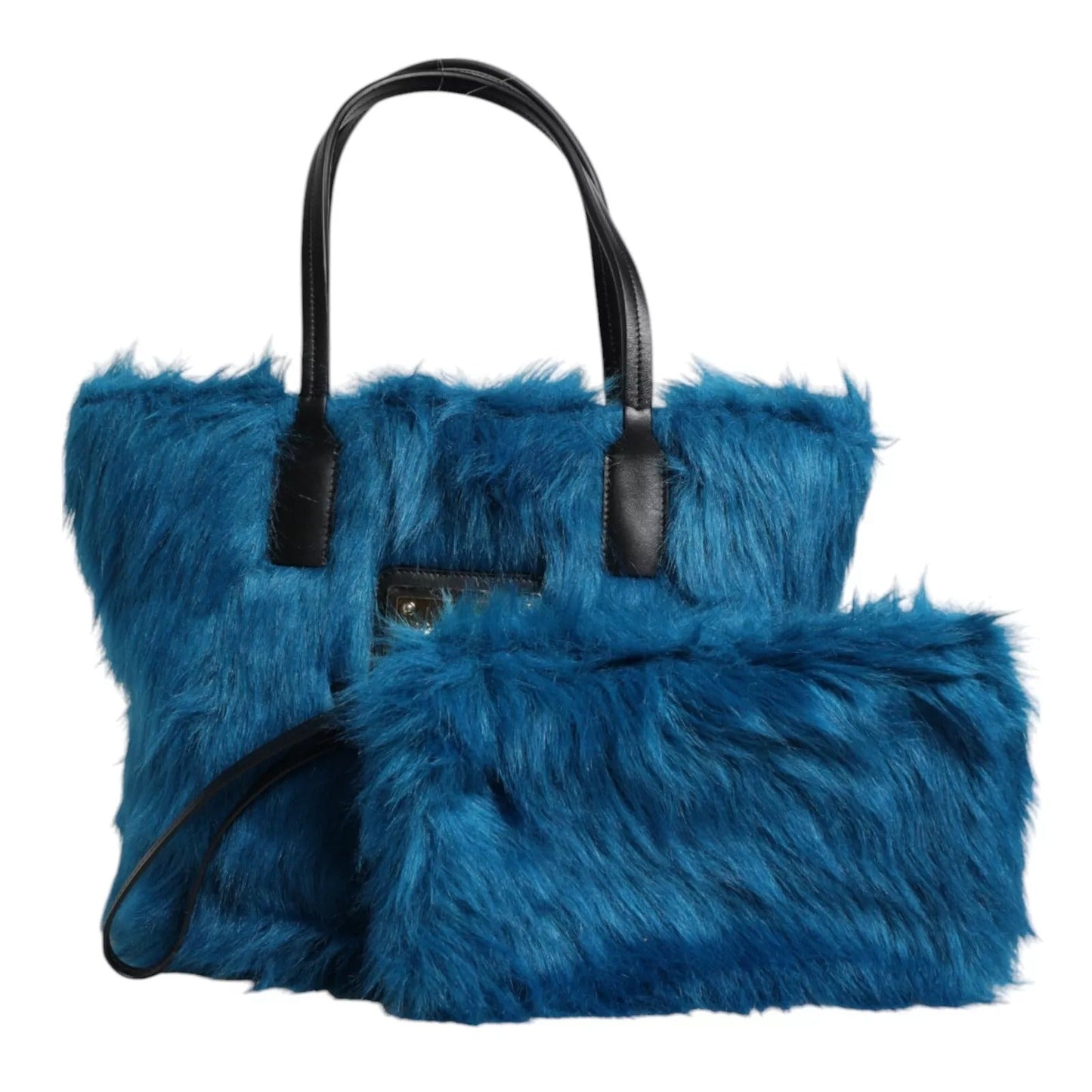 Dolce & Gabbana Blue Fur Logo Plaque Double Handle Shoulder Bag – par Dolce & Gabbana | Disponible sur Sandy Store ByNet
